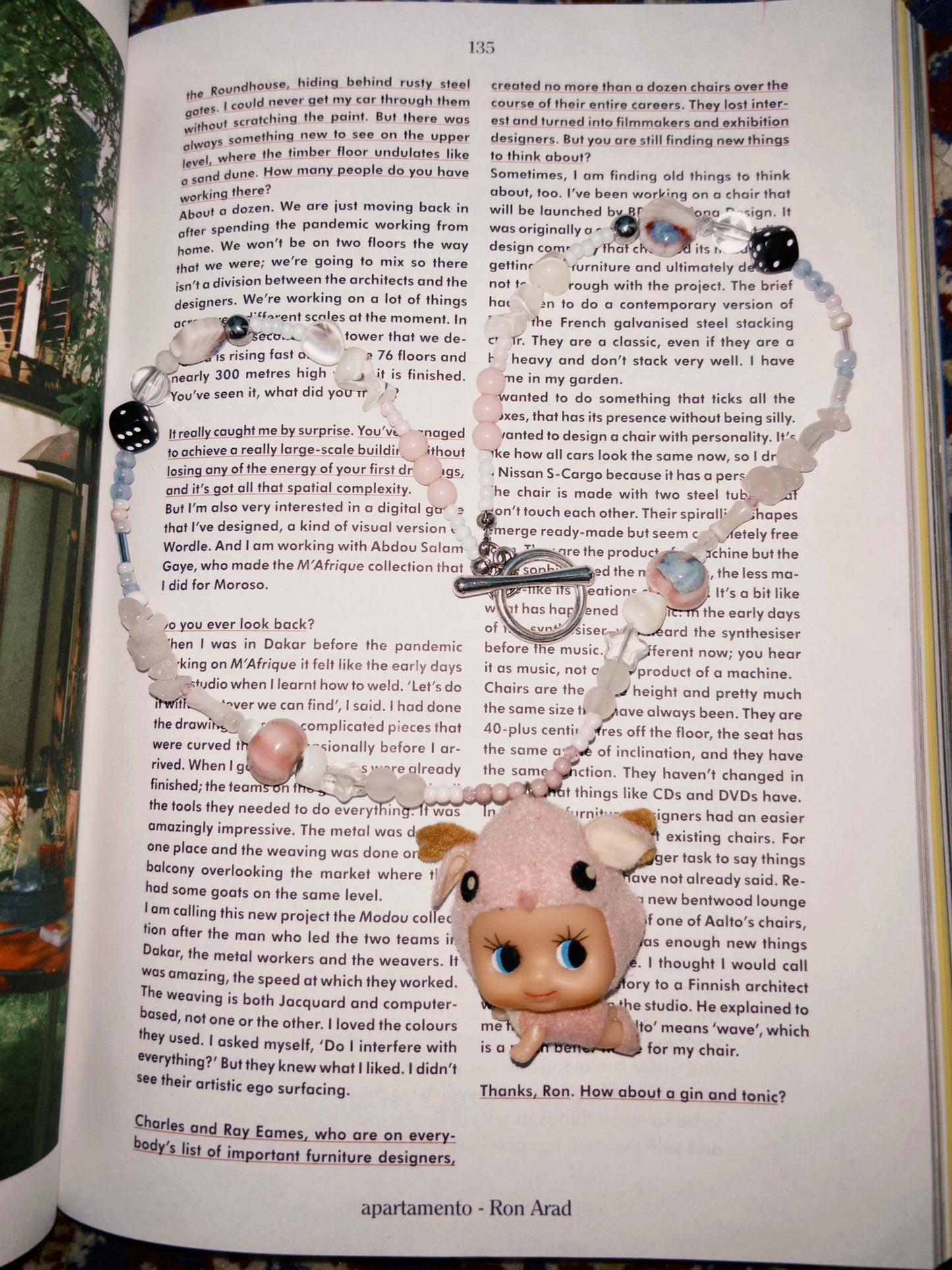 PINK DEER KEWPIE NECKLACE